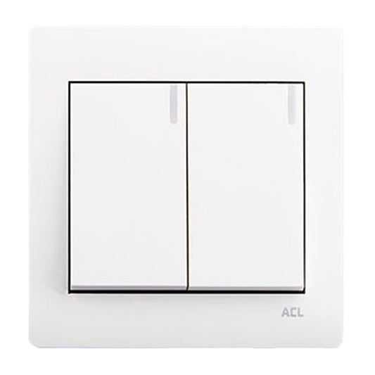 ACL Elegance White 2 Gang 1 Way Switch